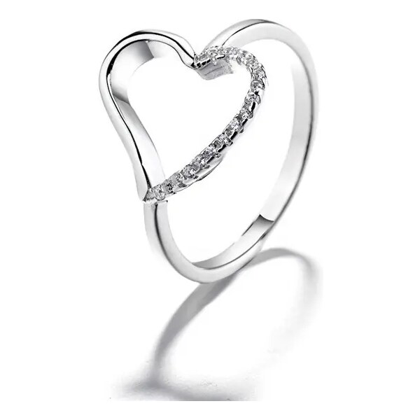 MAJYA Strieborný prsteň srdca ADELIA so zirkónmi 10087/6 64581412