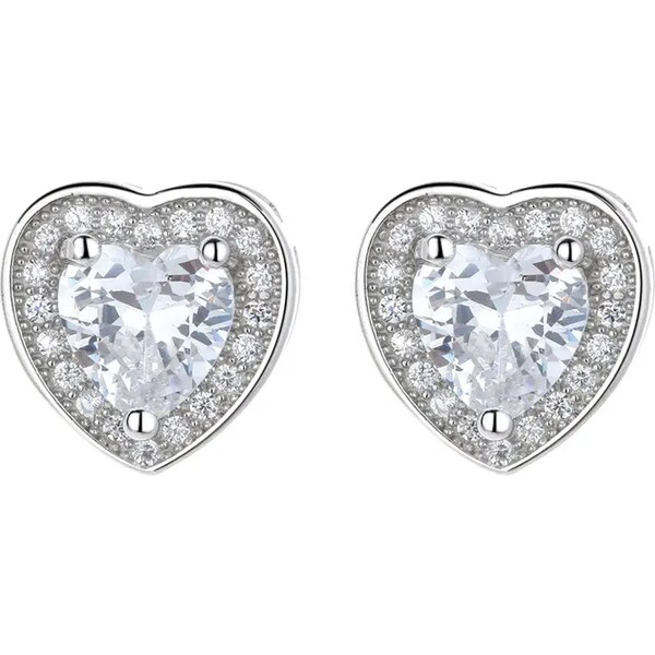MAJYA Strieborné náušnice zirkónové SRDCE 10120 64581127