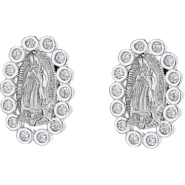 MAJYA Strieborné náušnice PANNA MARIA so zirkónmi 10130 64581614