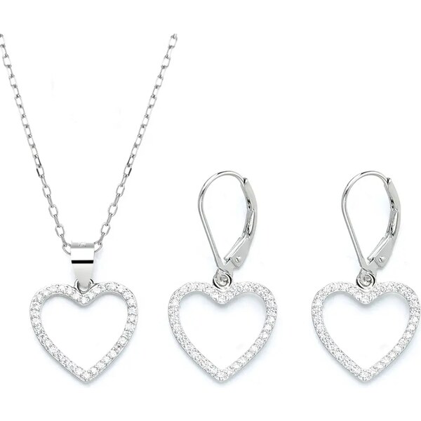 MAJYA Strieborný set šperkov SRDCE náušnice a retiazka s príveskom 64581618