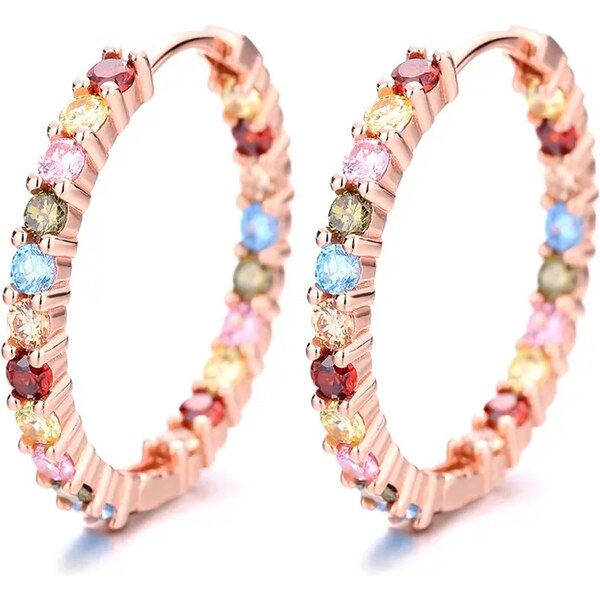 MAJYA Strieborné náušnice JULIE rose s farebnými zirkónmi 10161 64581643