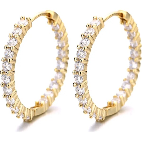 MAJYA Strieborné náušnice JULIE gold s čírymi zirkónmi 10159 64581413