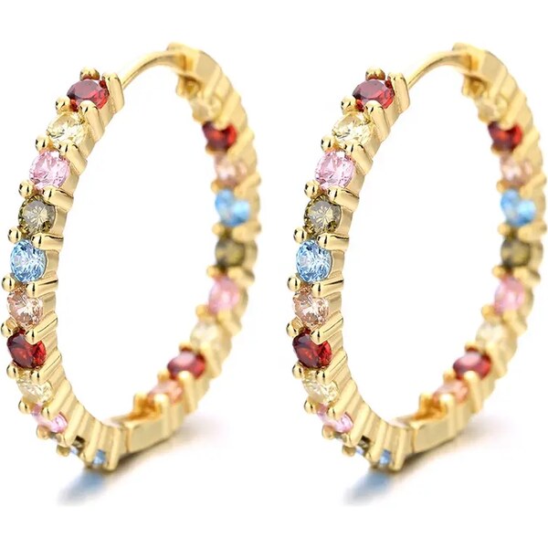 MAJYA Strieborné náušnice JULIE gold s farebnými zirkónmi 10160 64581642