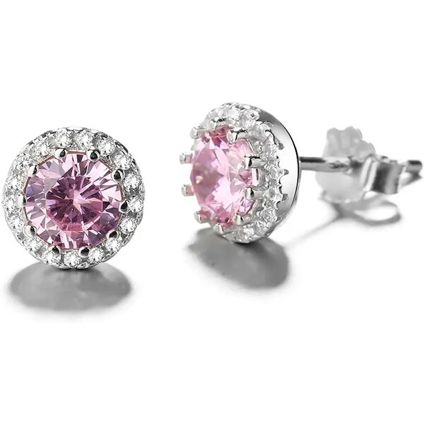 MAJYA Strieborné náušnice LESLIE ružový zirkón 10178 64581659