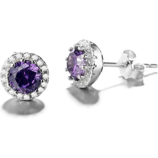 MAJYA Strieborné náušnice LESLIE fialový zirkón 10179 64581660