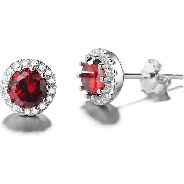 MAJYA Strieborné náušnice LESLIE červený zirkón 10181 64581662