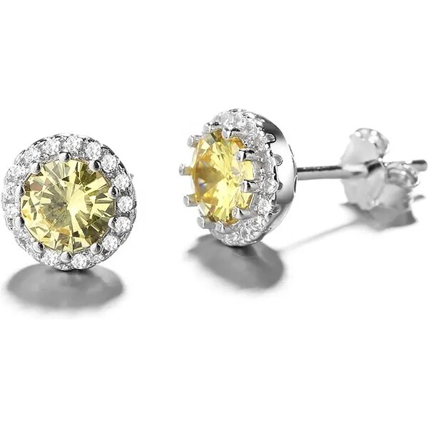 MAJYA Strieborné náušnice LESLIE žltý zirkón 10182 64581663