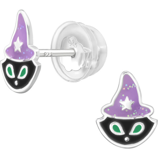 MAJYA Strieborné náušnice MAČIČIE čarodejnice 10576 64581249