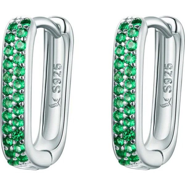 Olivie Strieborné obdĺžnikové náušnice GREEN 7881 46749887