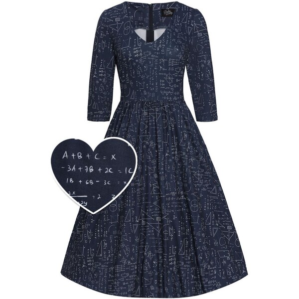 Dolly and Dotty Billie Modré midi šaty Matematika 46350503