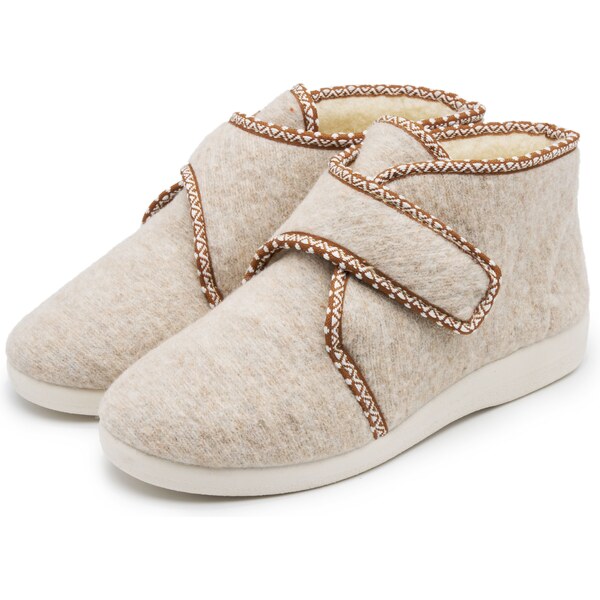 Vlnka Členkové papuče z vlneného filcu na suchý zips béžová veľkosti 66096863