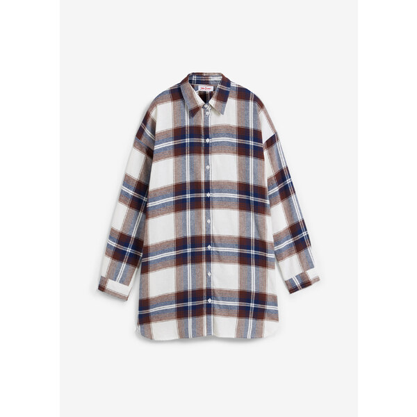 bonprix Dlhá flanelová košeľa z čistej bavlny, farba modrá 46202336