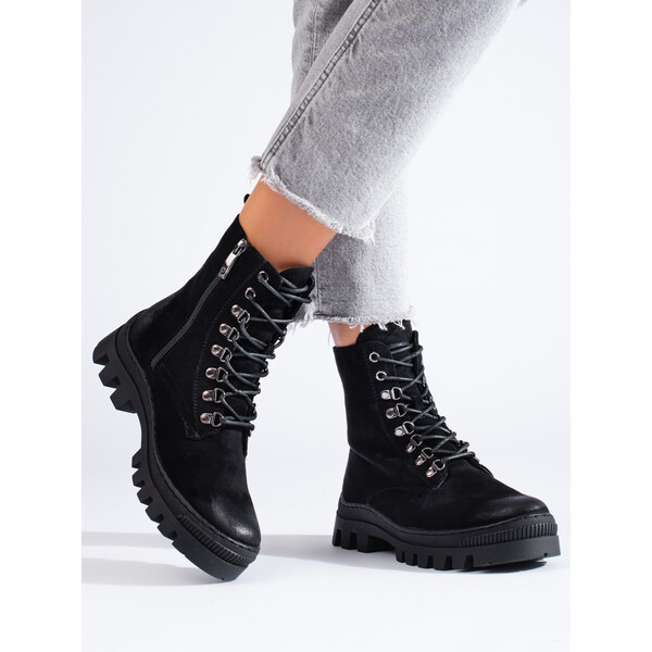 W. POTOCKI Black suede womens workers Potocki 50632801