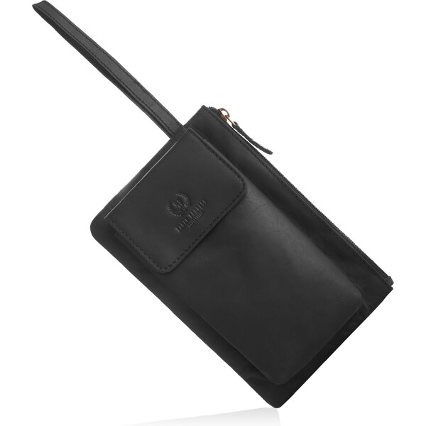 PAOLO PERUZZI Pánske kožené vrecko T-90-HBL | čierna T-90-HBL 46381190