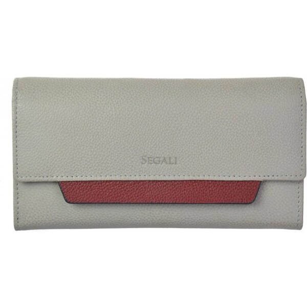 SEGALI Dámska kožená peňaženka SG-27411 šedá/vínová 46383028