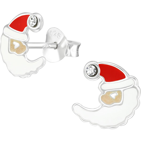 MAJYA Strieborné náušnice SANTA s kamienkom 10594 64581225