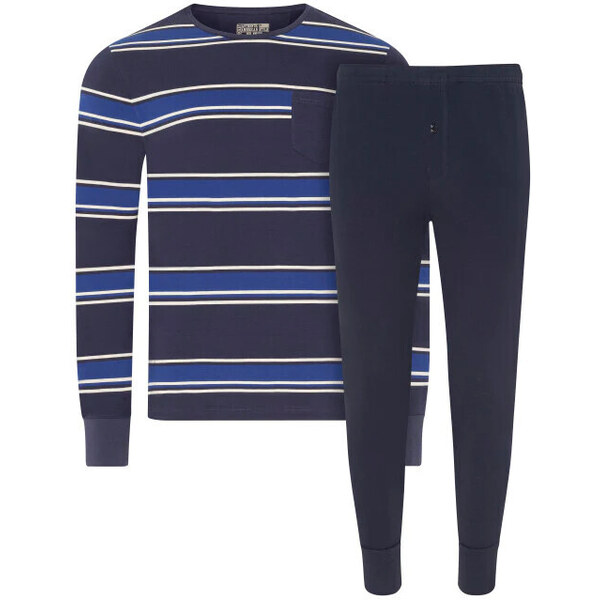 Pánske pyžamo 500008 460 tm. modré s prúžkom - Jockey 49775467