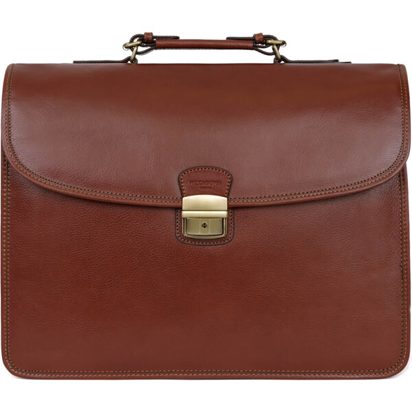 Celokožená pánska aktovka Hexagona 119074 - koňak 46447443