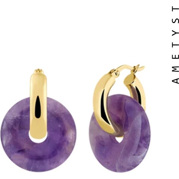 Taboo dámske náušnice zlaté kruhy Karma, ametyst tb725 46447542
