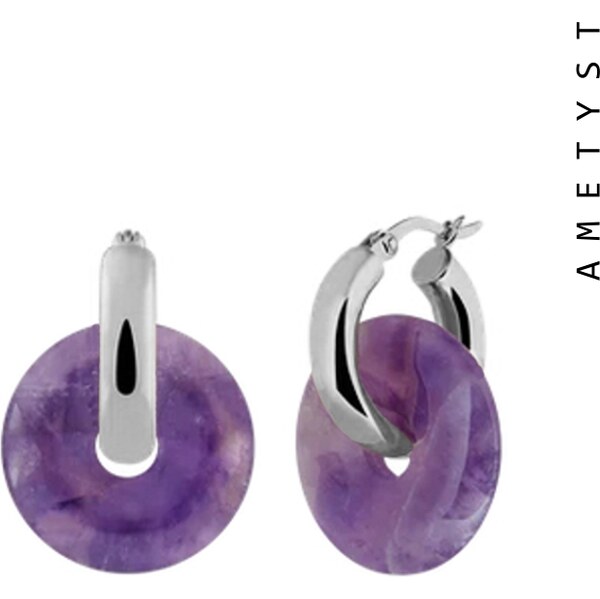 Taboo dámske náušnice kruhy Karma ametyst tb719 46447536