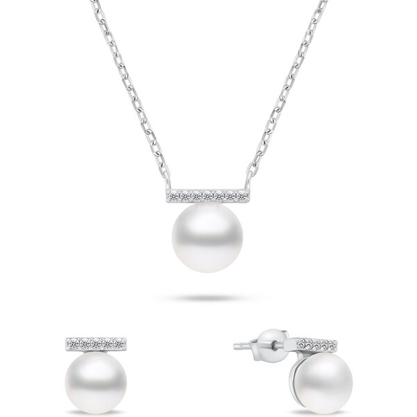 Brilio Silver Strieborný set šperkov s pravými perlami a zirkónmi 66594561