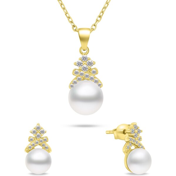 Brilio Silver Set pozlátených šperkov s pravými perlami SET238Y 66582143