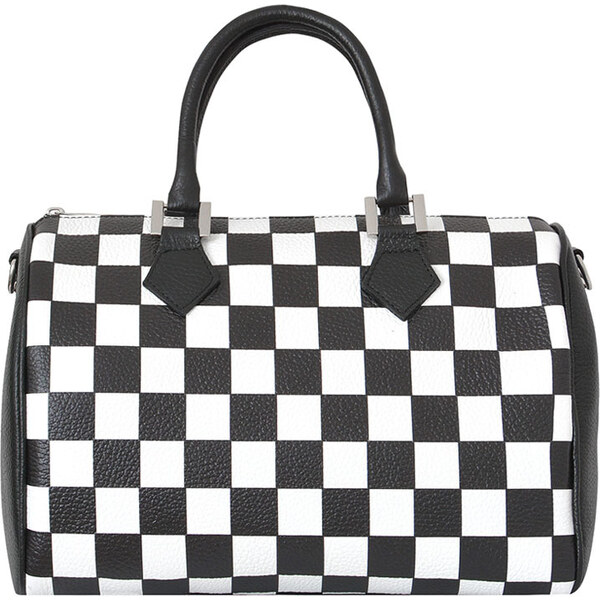 Lamour Kožená čierno-biela talianska kabelka do ruky 46471769