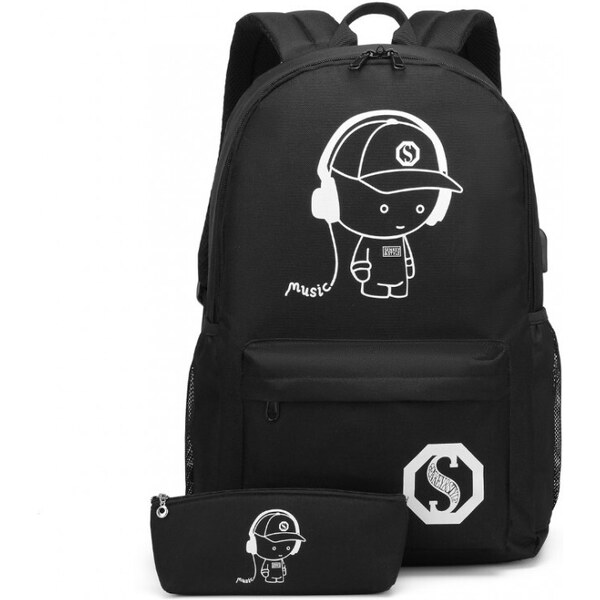 KONO Batoh - svietiaci v tme s peračníkom, čierny 46491165