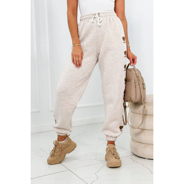 K-Fashion Bavlnené nohavice Amour béžová melanž 49775801