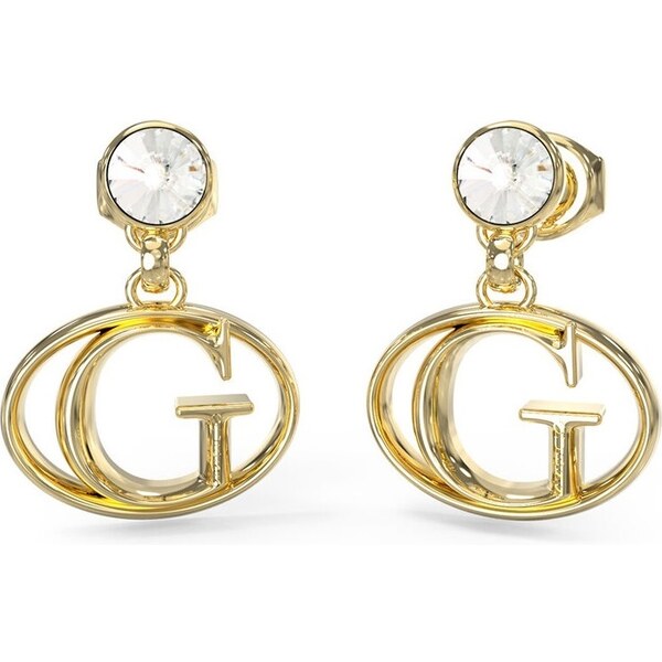 Guess Štýlové pozlátené visiace náušnice Rivoli JUBE03361JWYGT/U 66592751