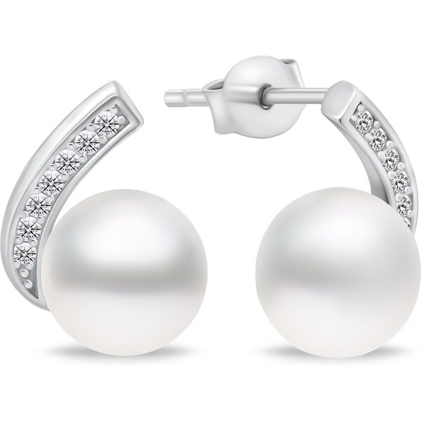 Brilio Silver Pôvabné strieborné náušnice s perlami EA907W 66583603