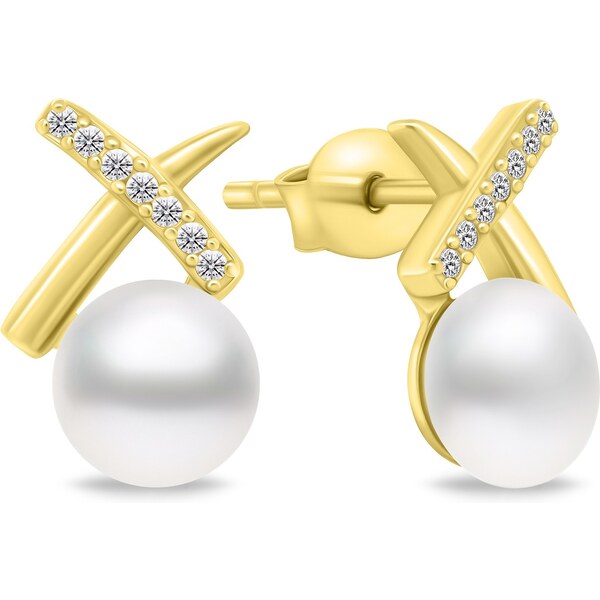 Brilio Silver Trblietavé pozlátené náušnice s perlami EA906Y 66583123