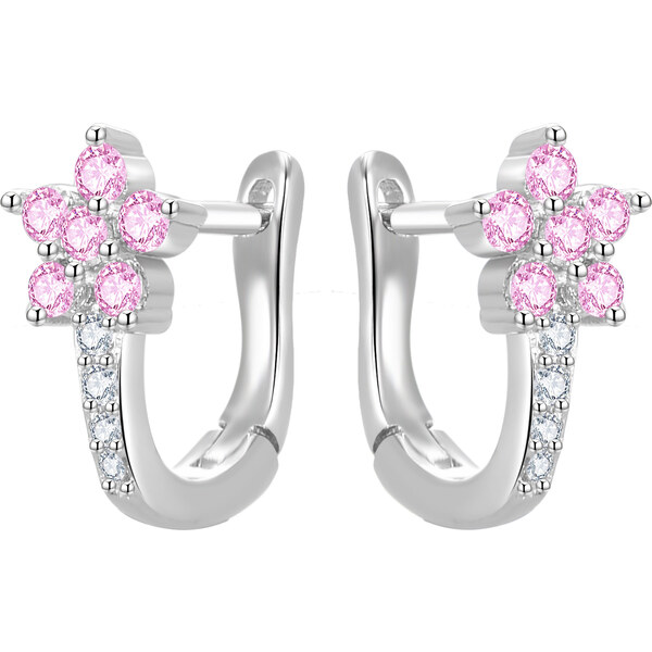 Beneto Slušivé kvietkové náušnice so zirkónmi AGUC3334-P 66588023