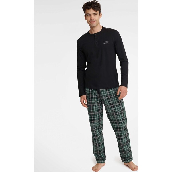 HENDERSON Čierno- zelené kárované pánske pyžamo 40946-99X 46536414