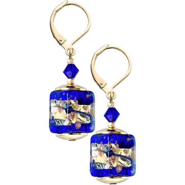 Lampglas Prekrásne náušnice Blue Passion s 24-karátovým zlatom v 66586092