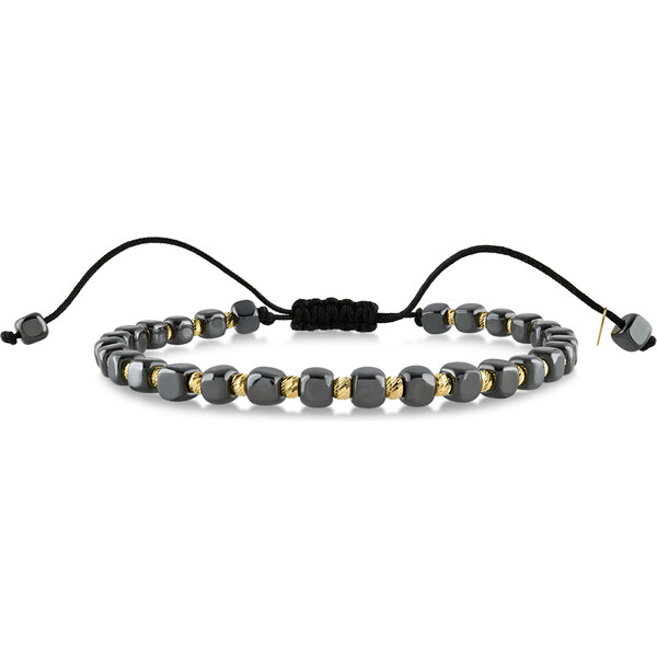 Lillian Vassago Zlatý šnúrkový náramok s hematitmi LLV07-GB025 46547350