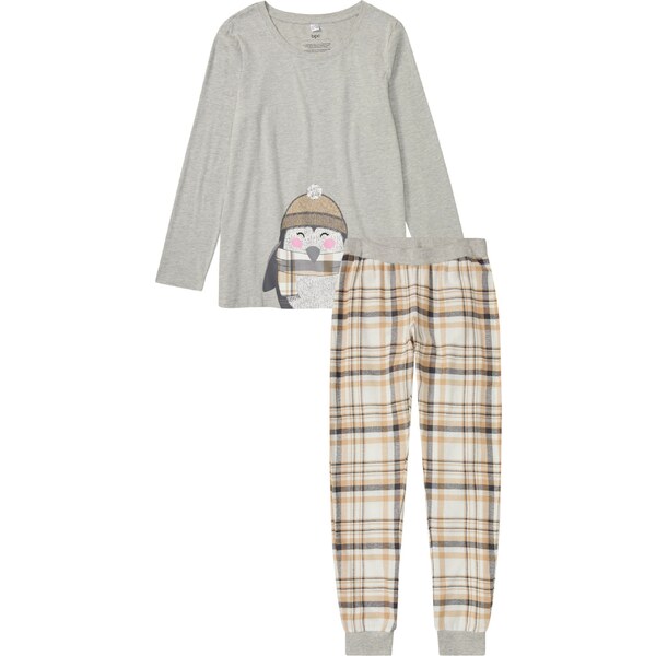 bonprix Pyžamo s flanelovými nohavicami, farba šedá 46551850