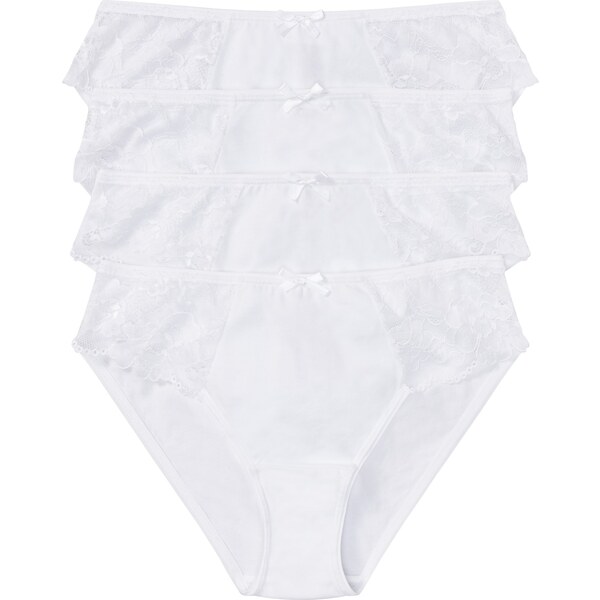 bonprix Nohavičky (4 ks) s čipkou, farba biela 46551868