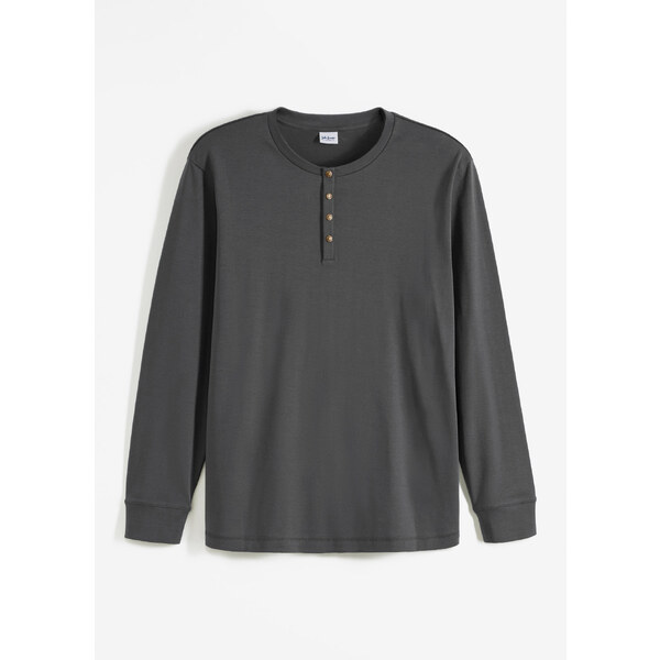 bonprix Tričko s légou, dlhý rukáv, farba šedá 46552142