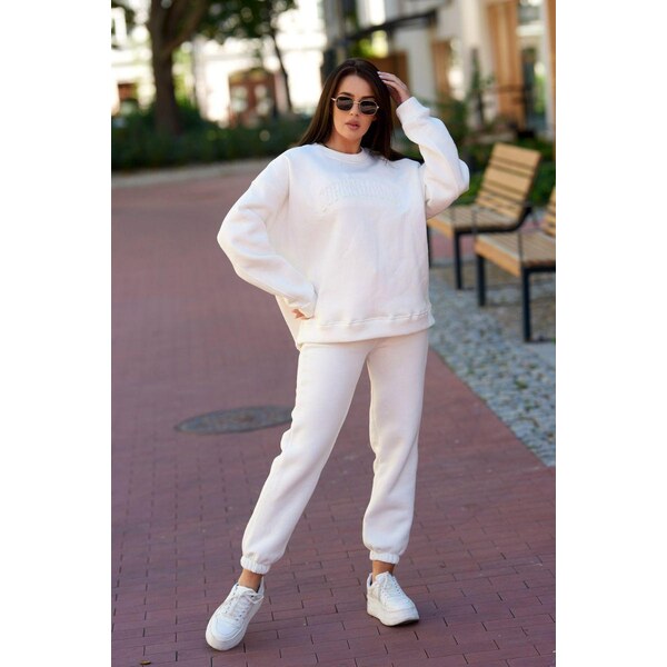 MladaModa Zateplená tepláková súprava Copenhagen farba ecru 46552237