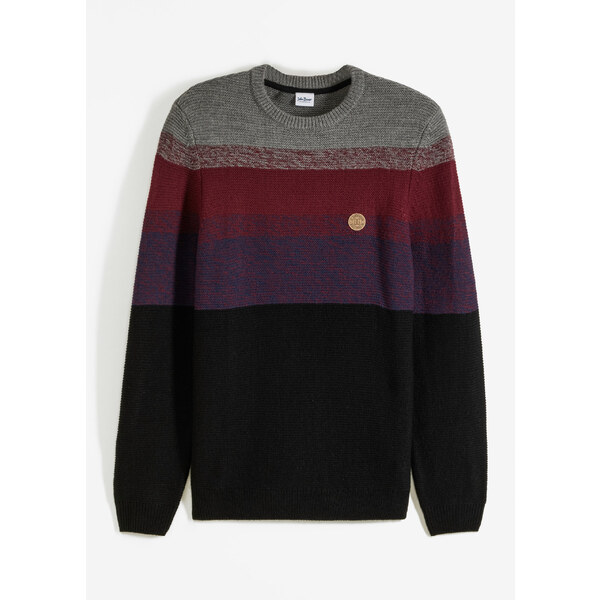 bonprix Jemne pletený pulóver s farebným prielivom, farba šedá 46473121