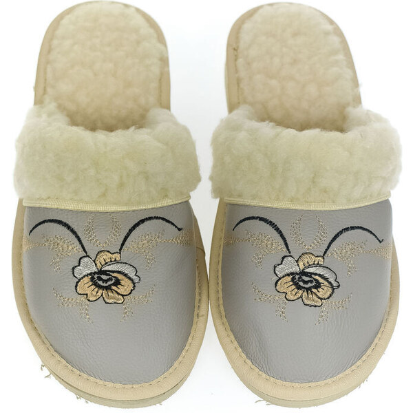 JOHN-C Dámske luxusné kožené sivé papuče IRMA 46569532