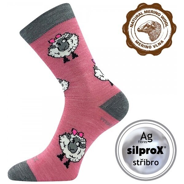VLNĚNKA DETSKÁ teplé veselé merino ponožky VoXX Růžová 25-29 1 pár 47749429