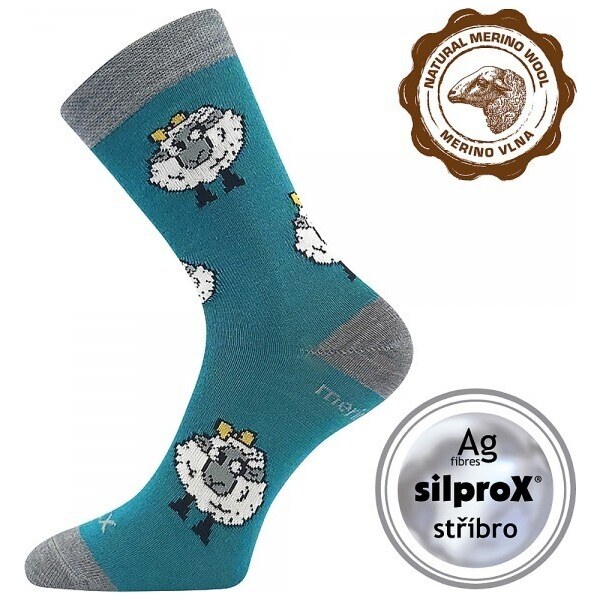 VLNĚNKA DETSKÁ teplé veselé merino ponožky VoXX Modrá / Zelená 25-29 1 47518163