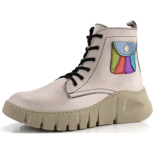 Karyoka dámska šnurovacia členková obuv s vreckom béžová 3304-483 61761958