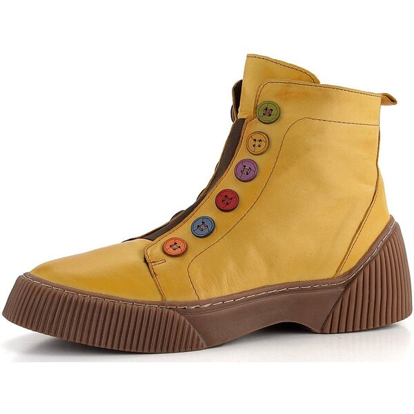 Karyoka dámska členková obuv s farebnými gombíkmi žltá 3100-493 61761888