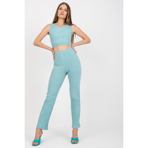 MladaModa Crop-topová súprava blúzky a nohavíc model 58782 mentolová 49210503