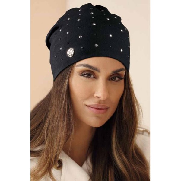 KRUMLOVANKA Bavlnená dámska čiapka so striebornými kamienkami W-0651 63842855