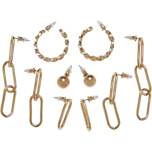 Urban Classics Assorted Chain Earrings 5-Pack - Gold Color 50648249