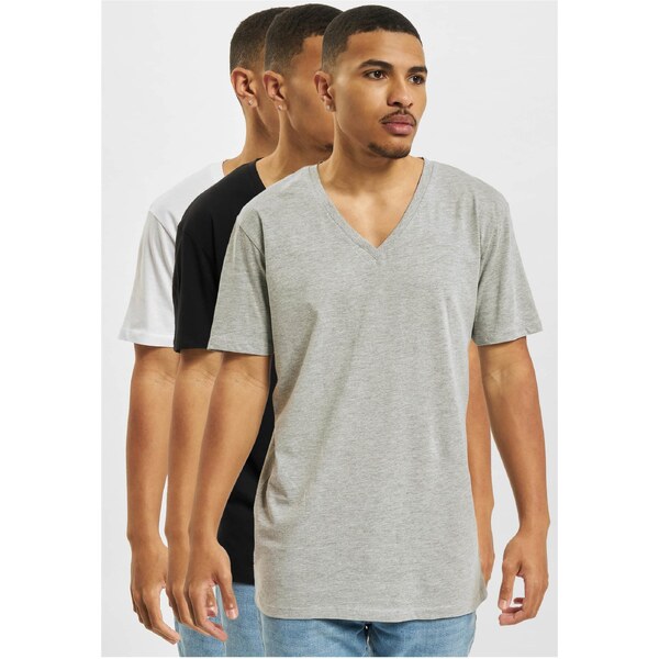 DEF Mens basic T-shirt 3-pack black/white/grey melange 57909449